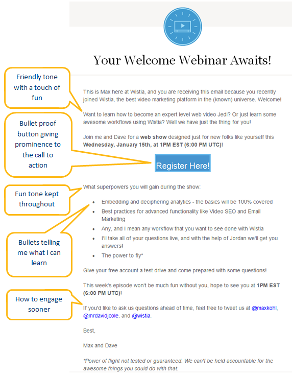 Wistia Webinar Email Example invite