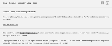PayPal unsubscribe link