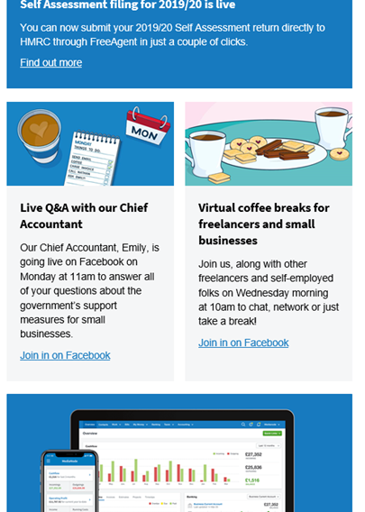 FreeAgent Virtual Coffee Morning Email